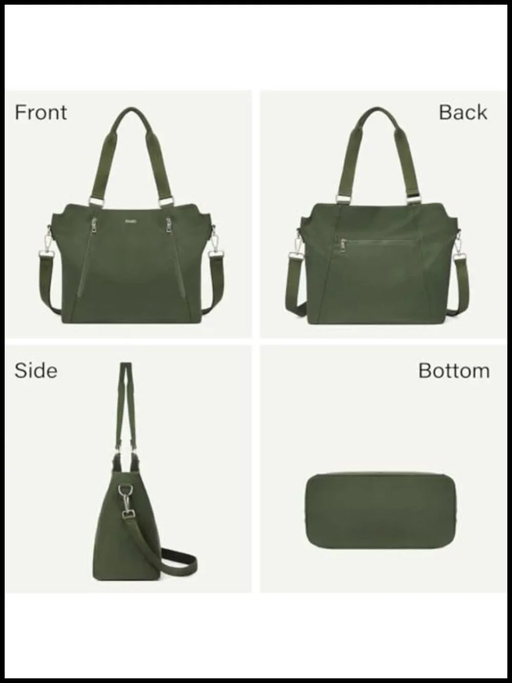 Large Nylon Hobo Bag with Multiple Pockets, Adjustable Strap, Lightweight Tote